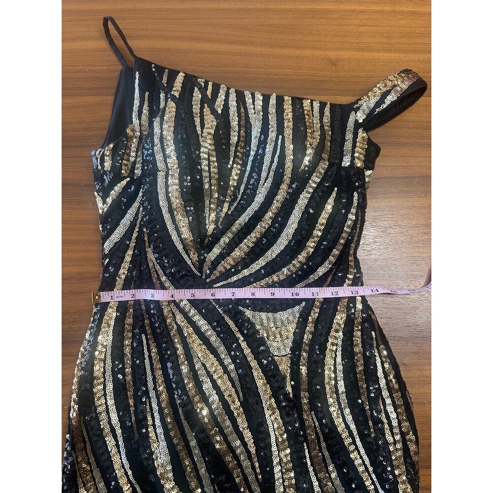 Jovani Gold/Black Sequin Off the Shoulder Trumpet Gown, Black Tie Gala Ball, 8 - Picture 9 of 11